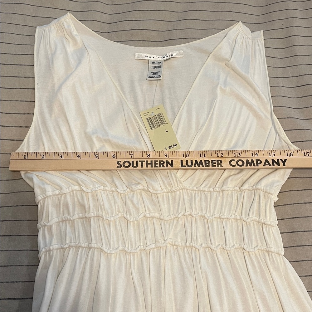 NWT Max Studio Y2K ivory empire waist sleeveless blouse top size L - Picture 6 of 8